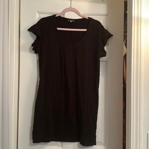 Lilla p 100% cotton black short sleeve flutter sleeve shirt shirt dress small